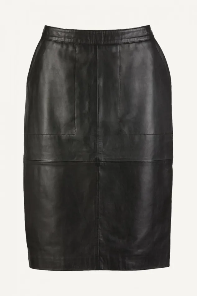 ByBar Broeken Vrouwelijk Basic Leather Skirt Black ByBar Broeken Vrouwelijk Basic Leather Skirt Black