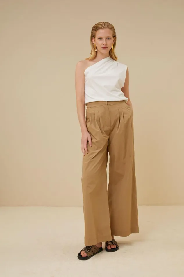 ByBar Broeken Vrouwelijk Eli Poplin Pant Camel