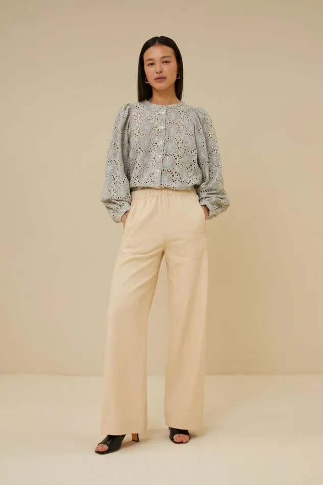ByBar Broeken Vrouwelijk Mees Twill Pant Grain