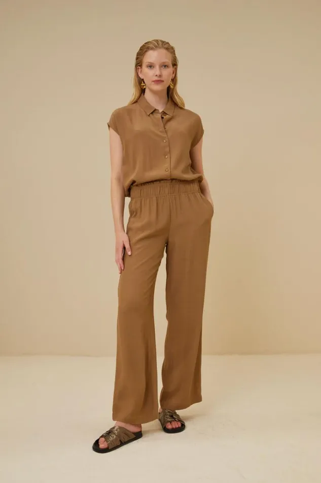 ByBar Broeken Vrouwelijk Robyn Viscose Pant Khaki
