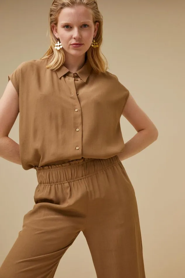 ByBar Broeken Vrouwelijk Robyn Viscose Pant Khaki ByBar Broeken Vrouwelijk Robyn Viscose Pant Khaki