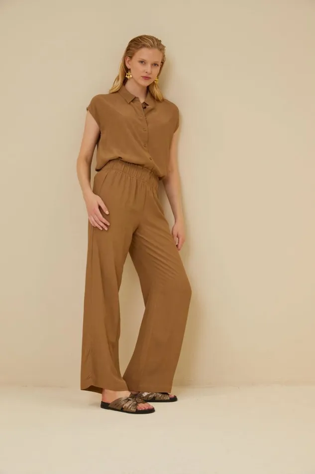 ByBar Broeken Vrouwelijk Robyn Viscose Pant Khaki ByBar Broeken Vrouwelijk Robyn Viscose Pant Khaki
