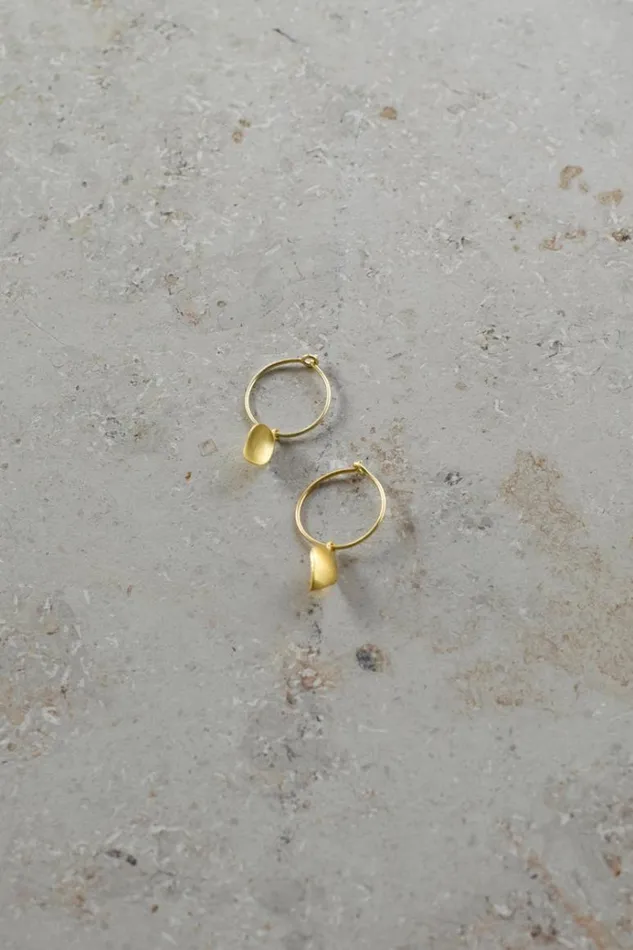 ByBar Sieraden Vrouwelijk Pd Leave Hoop Earring Gold