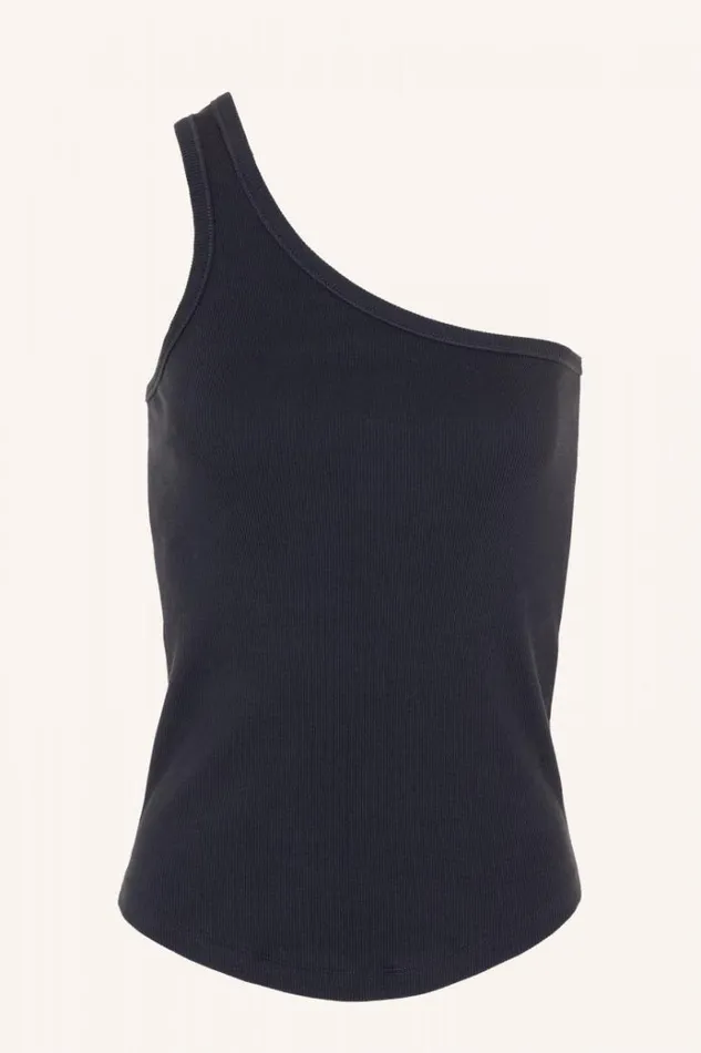 ByBar Tops and Shirts Vrouwelijk Charly One Shoulder Top Jet Black ByBar Tops and Shirts Vrouwelijk Charly One Shoulder Top Jet Black