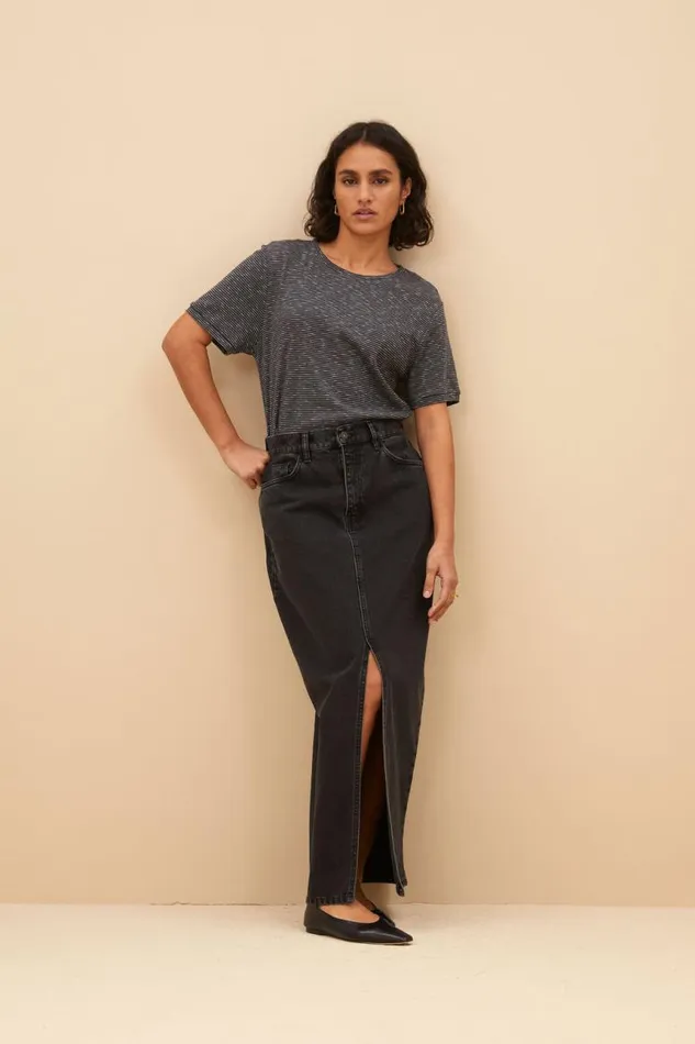 ByBar Tops and Shirts Vrouwelijk Hope Thin Stripe Top Jet Black ByBar Tops and Shirts Vrouwelijk Hope Thin Stripe Top Jet Black