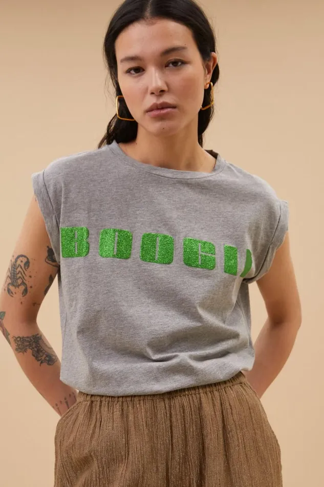 ByBar Tops and Shirts Vrouwelijk Thelma Boogie Top Grey Melee ByBar Tops and Shirts Vrouwelijk Thelma Boogie Top Grey Melee