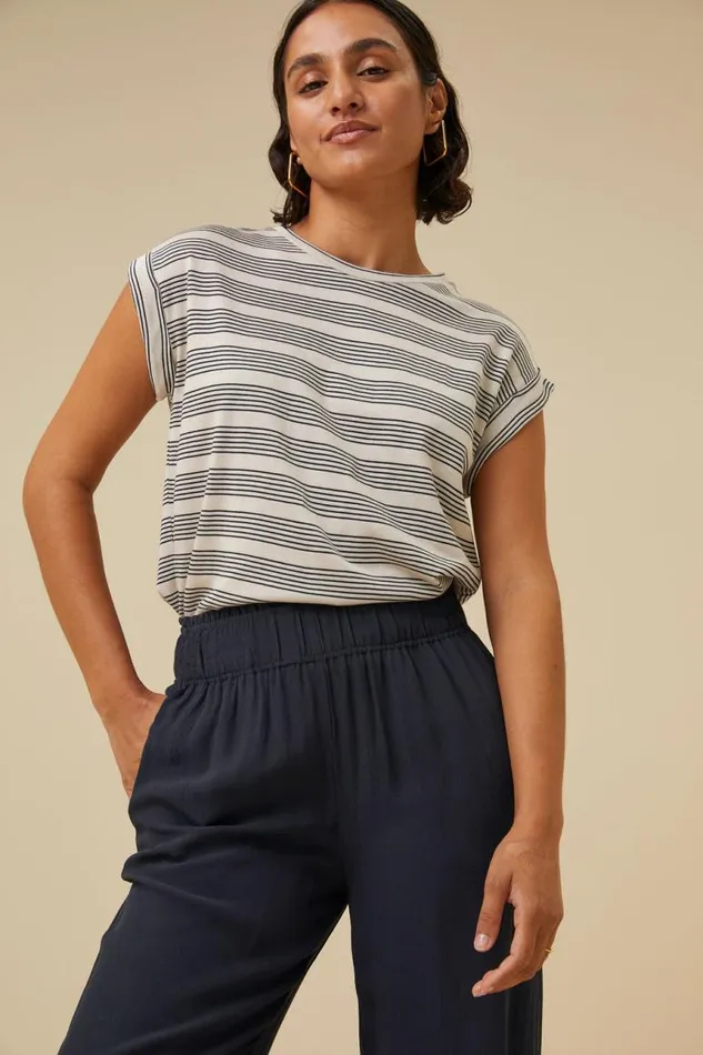ByBar Tops and Shirts Vrouwelijk Thelma Nautic Stripe Top Midnight ByBar Tops and Shirts Vrouwelijk Thelma Nautic Stripe Top Midnight