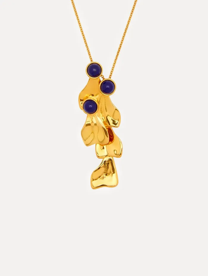 Cabochon Petal Pendant Necklace Lapis Women Oscar De La Renta Necklaces