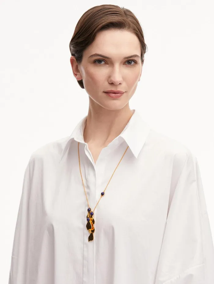 Cabochon Petal Pendant Necklace Lapis Women Oscar De La Renta Necklaces