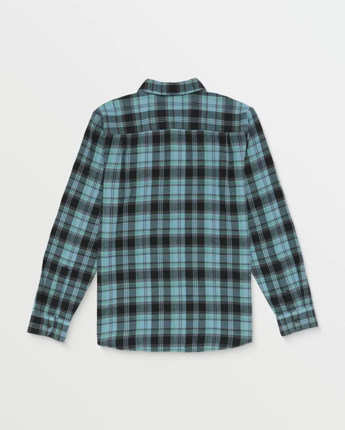 Caden Plaid Long Sleeve Shirt 8211 Blue Rinse Mens Volcom Shirts and Flannels