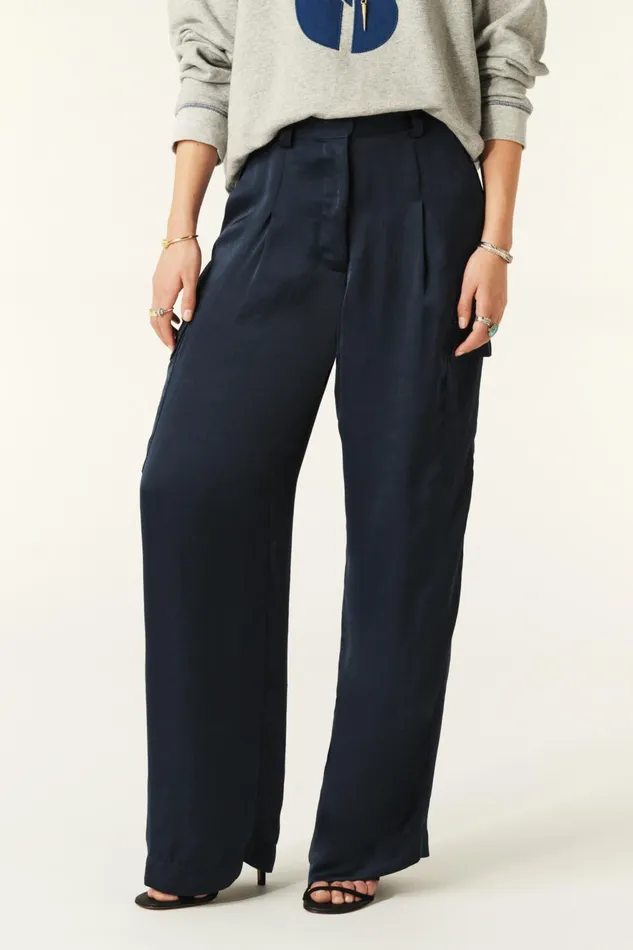 Cargo Style Pants Cary Blue Women Baandsh Pants and Jeans