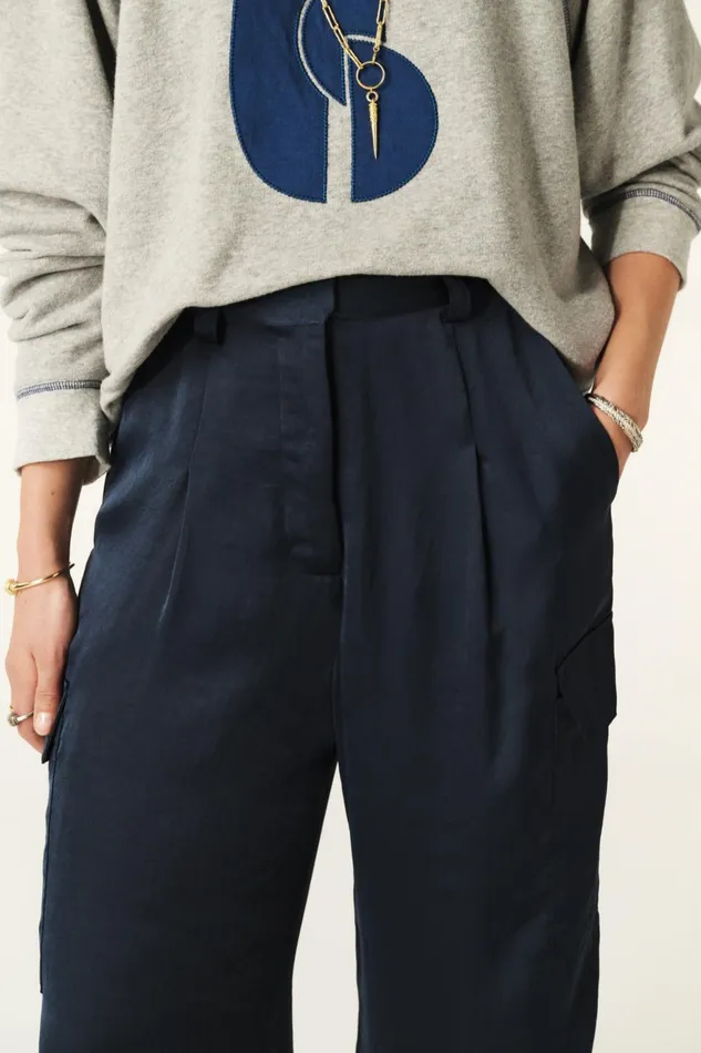 Cargo Style Pants Cary Blue Women Baandsh Pants and Jeans