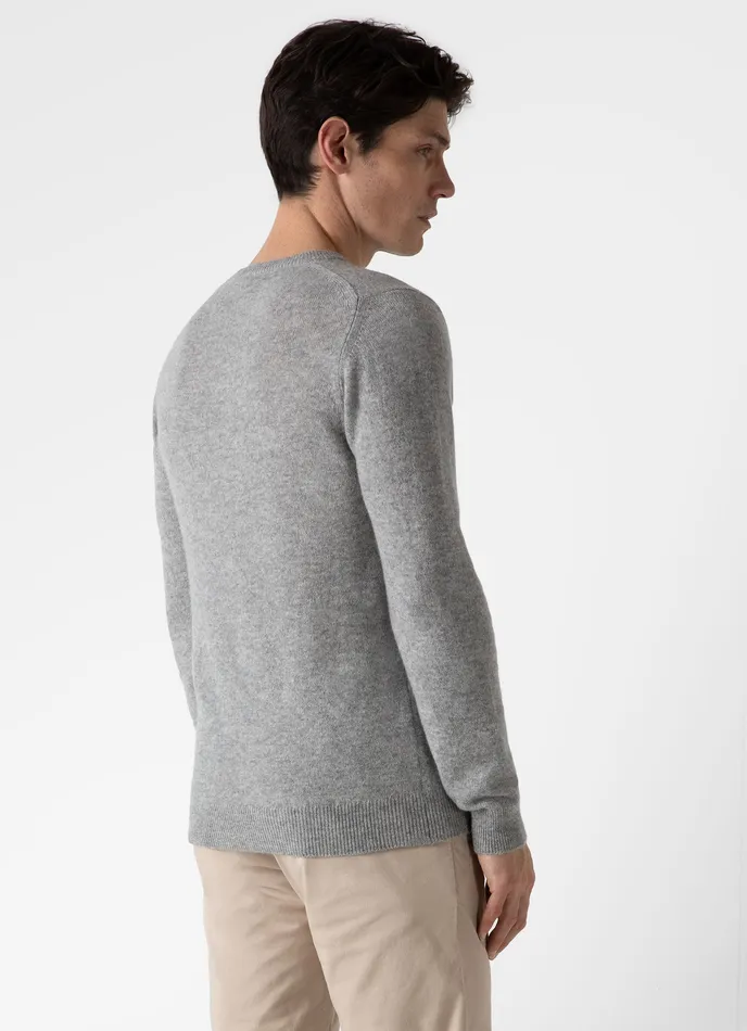 Cashmere Crew Neck Jumper Grey Melange Men Knitwear ussunspel