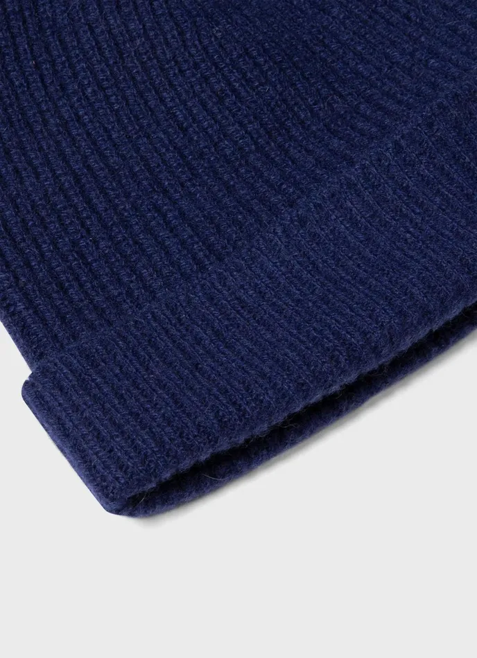 Cashmere Ribbed Hat Space Blue MenWomen SUNSPEL Hats Scarves and Gloves
