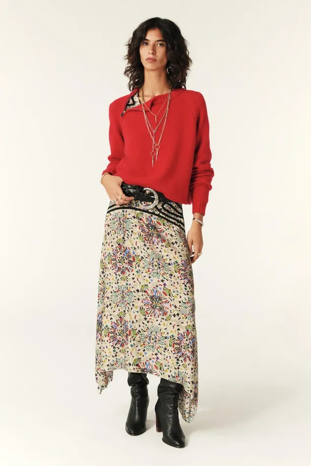 Cashmere Sweater Corvy Red Women Baandsh Sweaters and Cardigans