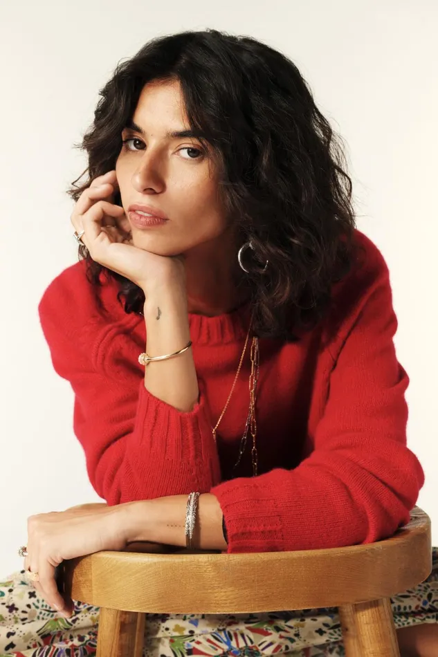 Cashmere Sweater Corvy Red Women Baandsh Sweaters and Cardigans