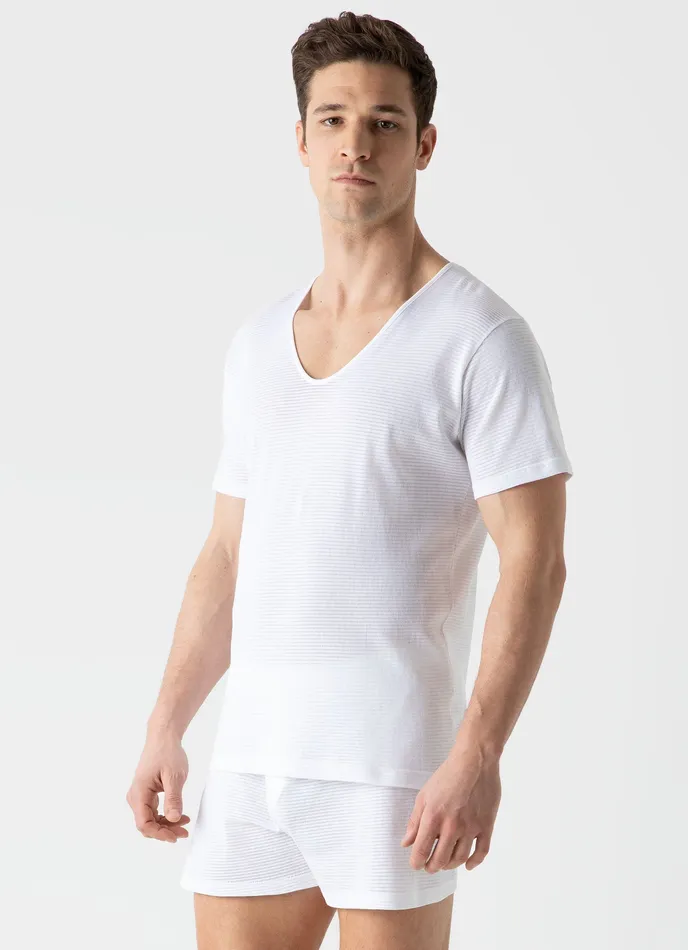 Cellular Cotton Vneck Underwear Tshirt Men Underwear Tops ussunspel