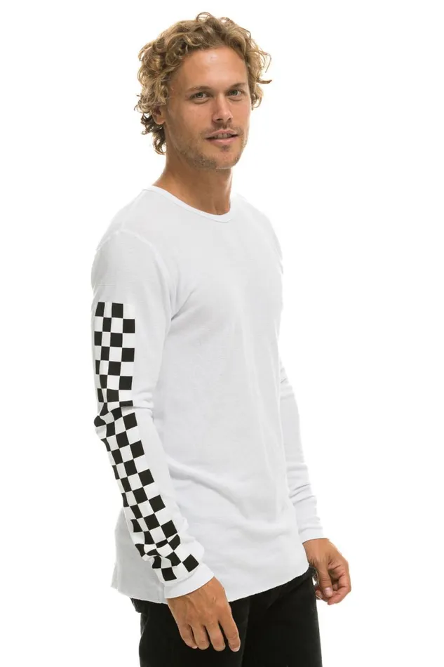 Check Sleeve Thermal 8211 White Women Aviator Nation Tees