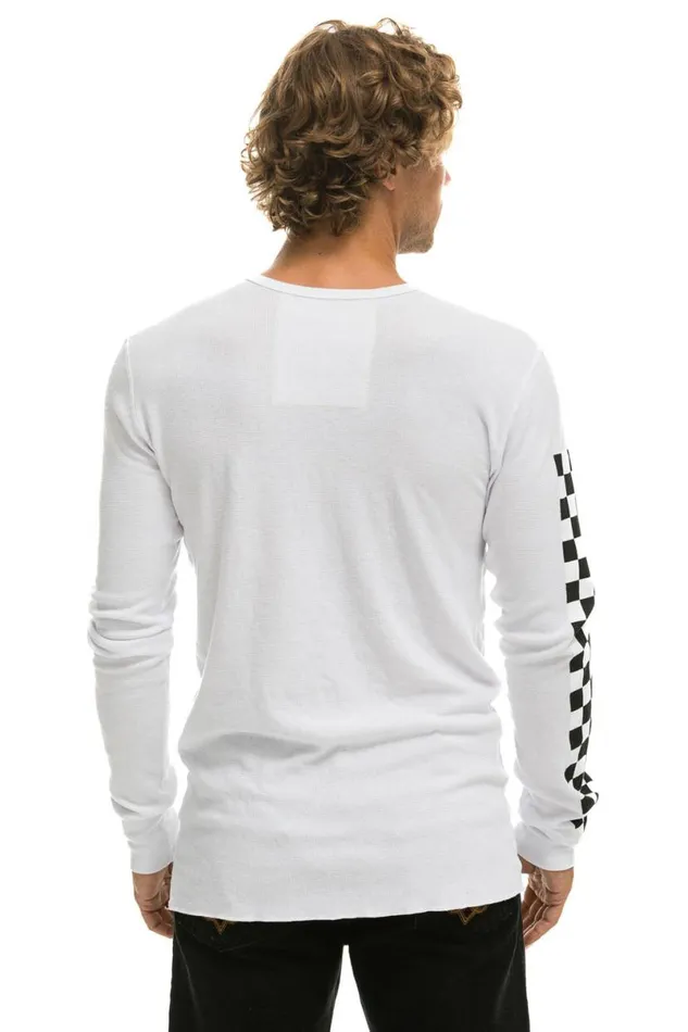 Check Sleeve Thermal 8211 White Women Aviator Nation Tees