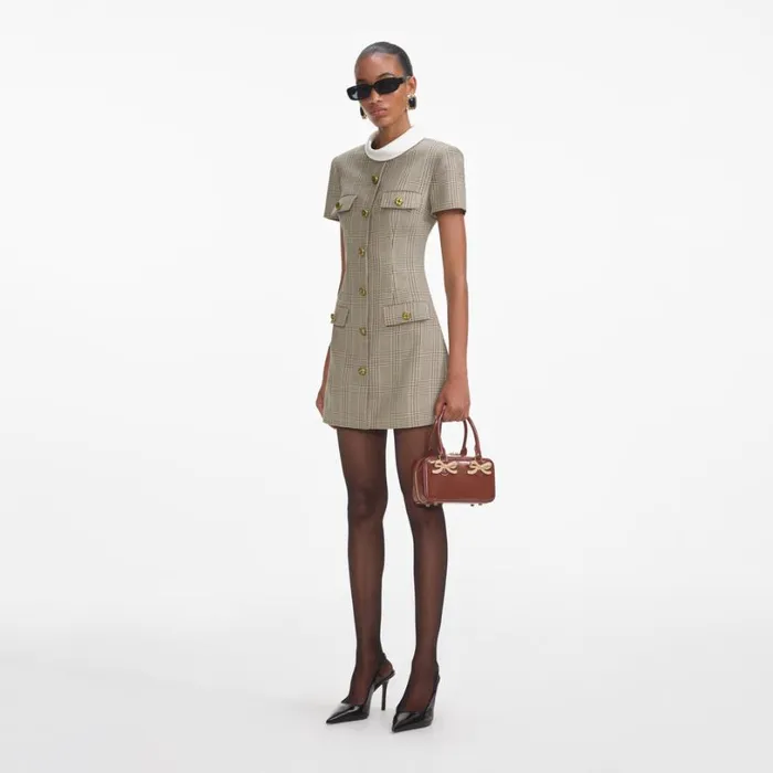 Check Wool Mini Dress Women Self Portrait Dresses Check Wool Mini Dress Women Self Portrait Dresses