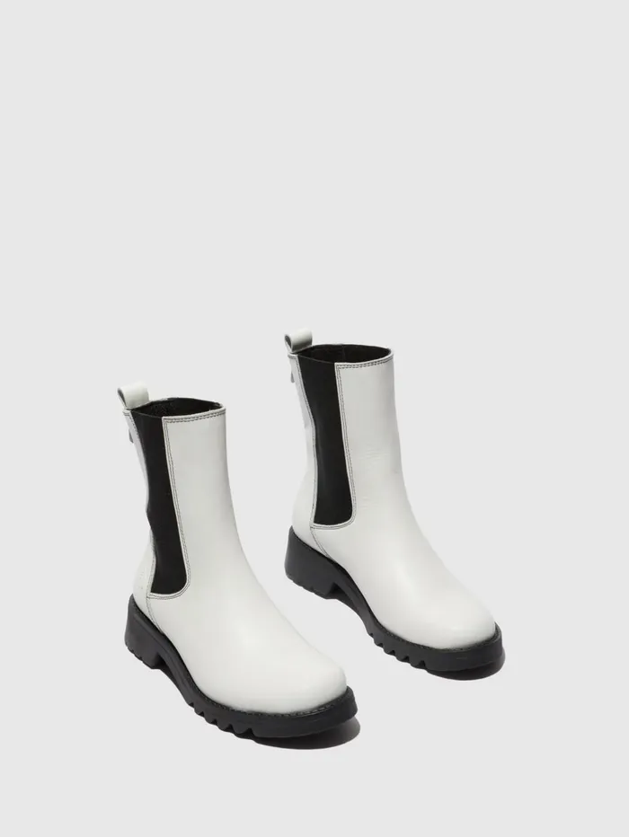Chelsea Ankle Boots REIN795FLY RUG OFFWHITE BLACK Women Fly London Ankle Boots