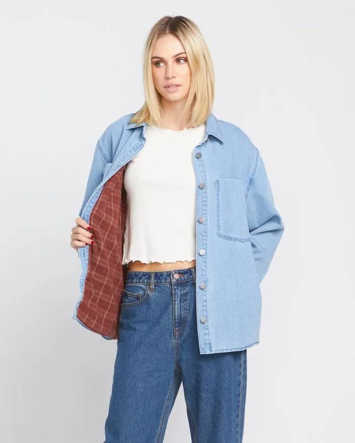 Chill Trap Shacket 8211 China Blue Womens Volcom Jackets