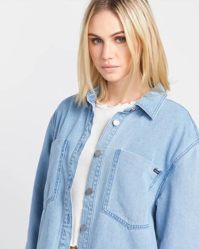 Chill Trap Shacket 8211 China Blue Womens Volcom Jackets