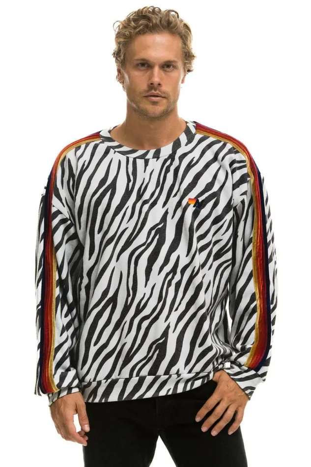 Classic Relaxed Fit Crew Sweatshirt 8211 Zebra WomenMen Aviator Nation Sweatshirts