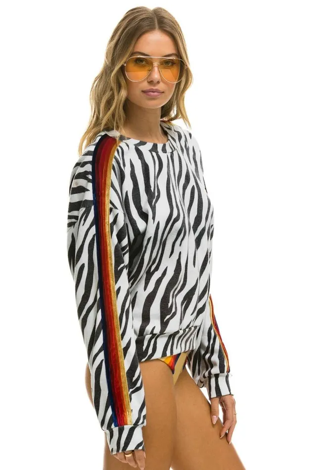 Classic Relaxed Fit Crew Sweatshirt 8211 Zebra WomenMen Aviator Nation Sweatshirts