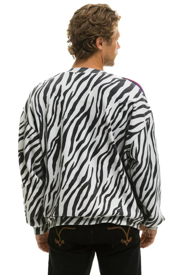 Classic Relaxed Fit Crew Sweatshirt 8211 Zebra WomenMen Aviator Nation Sweatshirts