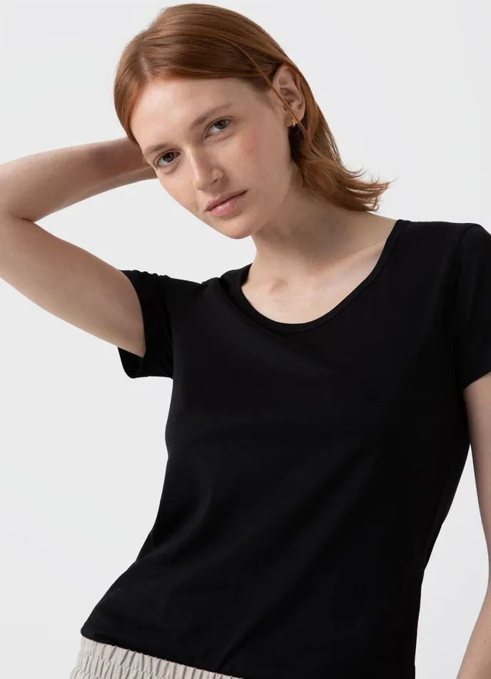 Classic Scoop Neck Tshirt Black Women SUNSPEL Tshirts and Tops