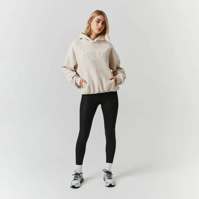 Closure London Embossed Varsity Hoodie Stone Women Hoodies