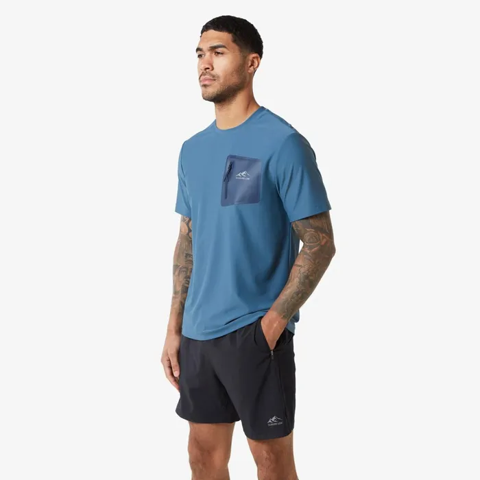 Closure London Heat Seal Zip Block Pocket TShirt Blue Men TShirts