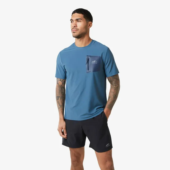 Closure London Heat Seal Zip Block Pocket TShirt Blue Men TShirts
