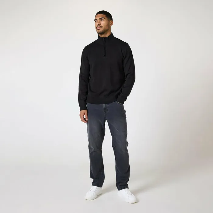 Closure London Knit 14 Zip Funnel Neck Black Men Knitwear