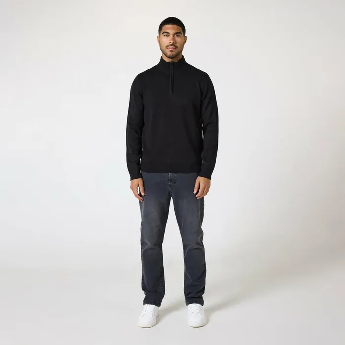 Closure London Knit 14 Zip Funnel Neck Black Men Knitwear