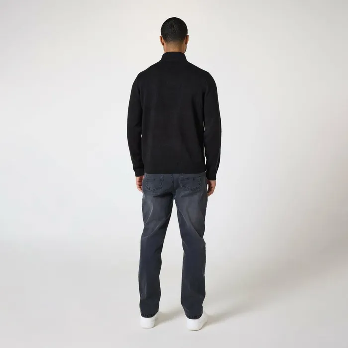 Closure London Knit 14 Zip Funnel Neck Black Men Knitwear