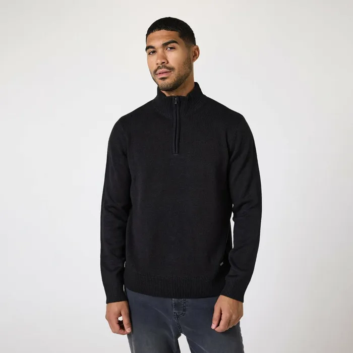 Closure London Knit 14 Zip Funnel Neck Black Men Knitwear