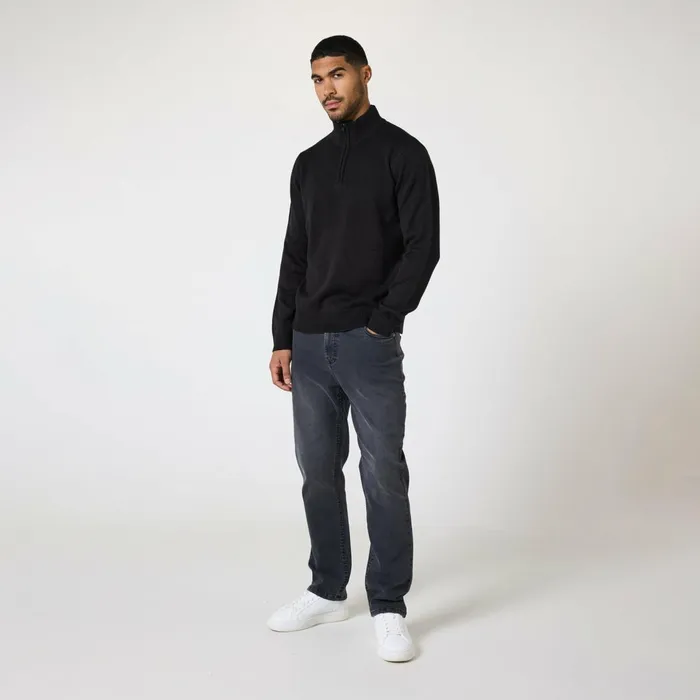 Closure London Knit 14 Zip Funnel Neck Black Men Knitwear