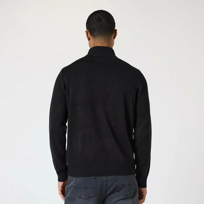 Closure London Knit 14 Zip Funnel Neck Black Men Knitwear