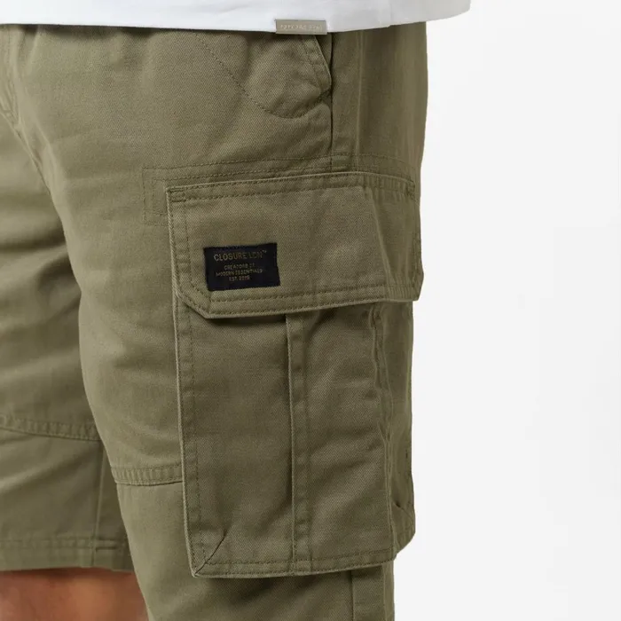 Closure London Long Fit Utlity Cargo Short Light Khaki Men Shorts