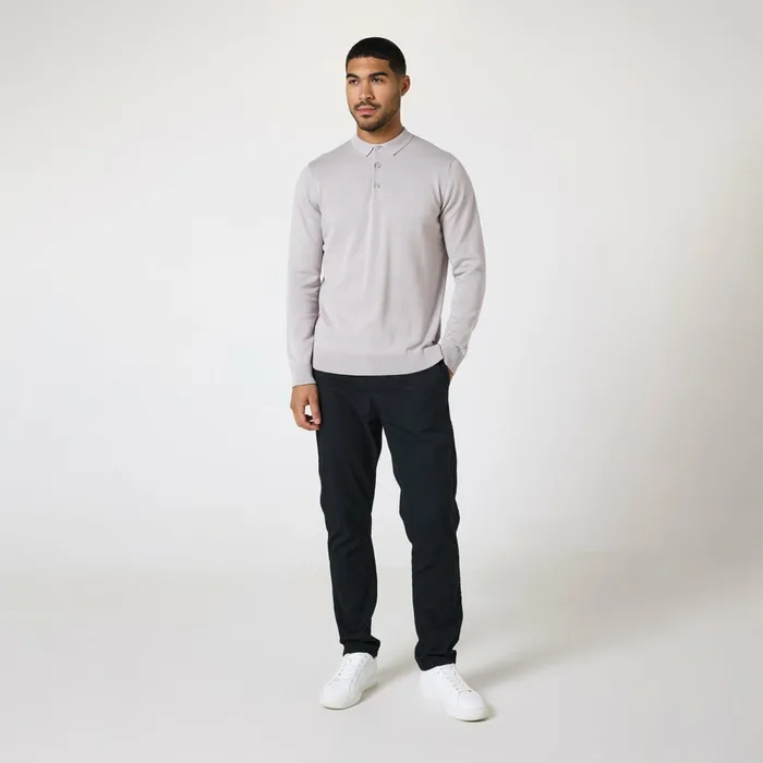 Closure London Long Sleeve Knitted Polo Sand Men Knitwear
