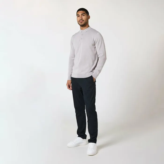 Closure London Long Sleeve Knitted Polo Sand Men Knitwear