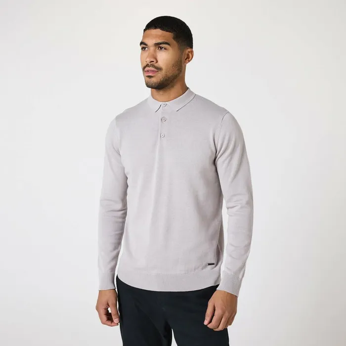 Closure London Long Sleeve Knitted Polo Sand Men Knitwear