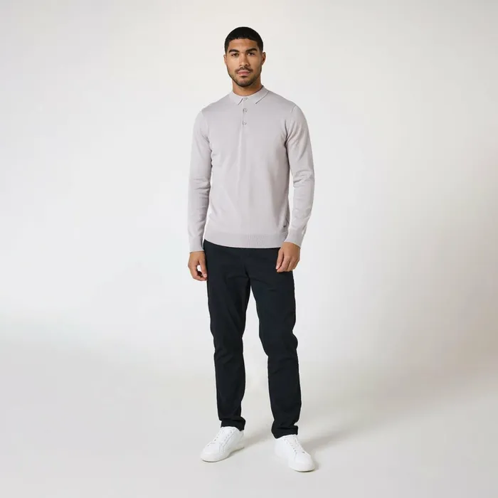 Closure London Long Sleeve Knitted Polo Sand Men Knitwear