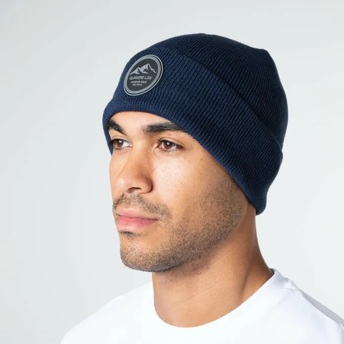 Closure London Outdoor Circle Badge Beanie Navy Men Headwear