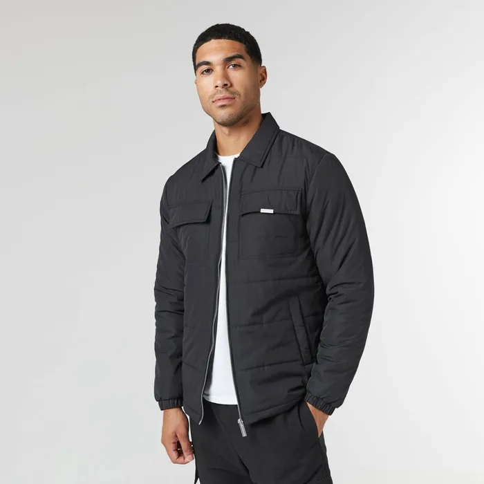 Closure London Quilted Overshirt Jacket Black Men Coats and Jackets