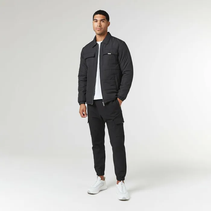Closure London Quilted Overshirt Jacket Black Men Coats and Jackets