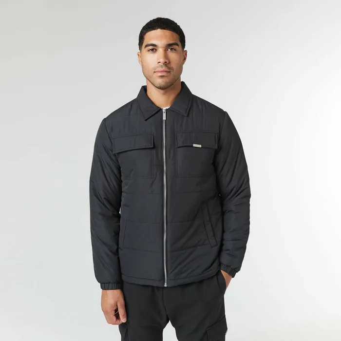 Closure London Quilted Overshirt Jacket Black Men Coats and Jackets