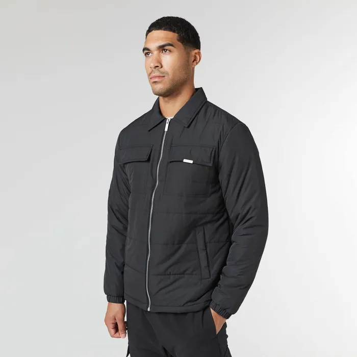 Closure London Quilted Overshirt Jacket Black Men Coats and Jackets
